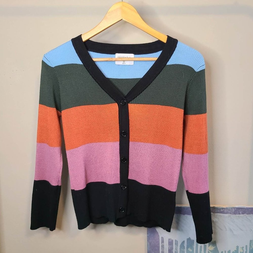 Color Block Button-Up Sweater - image 1
